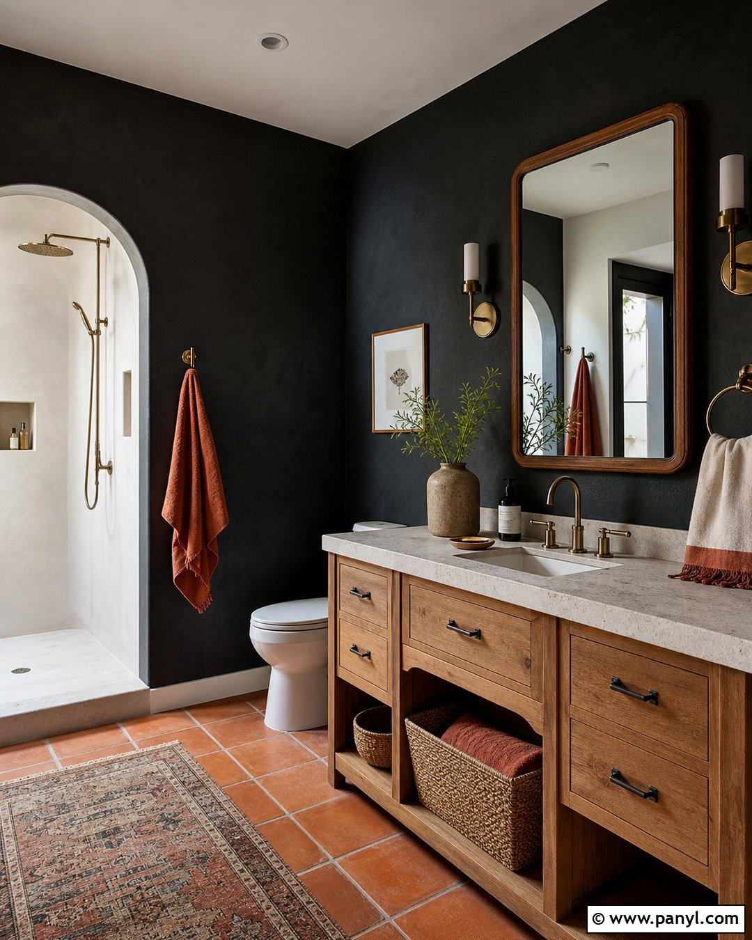 Black Bathroom Walls With Terracotta Floor - 35 black bathroom walls