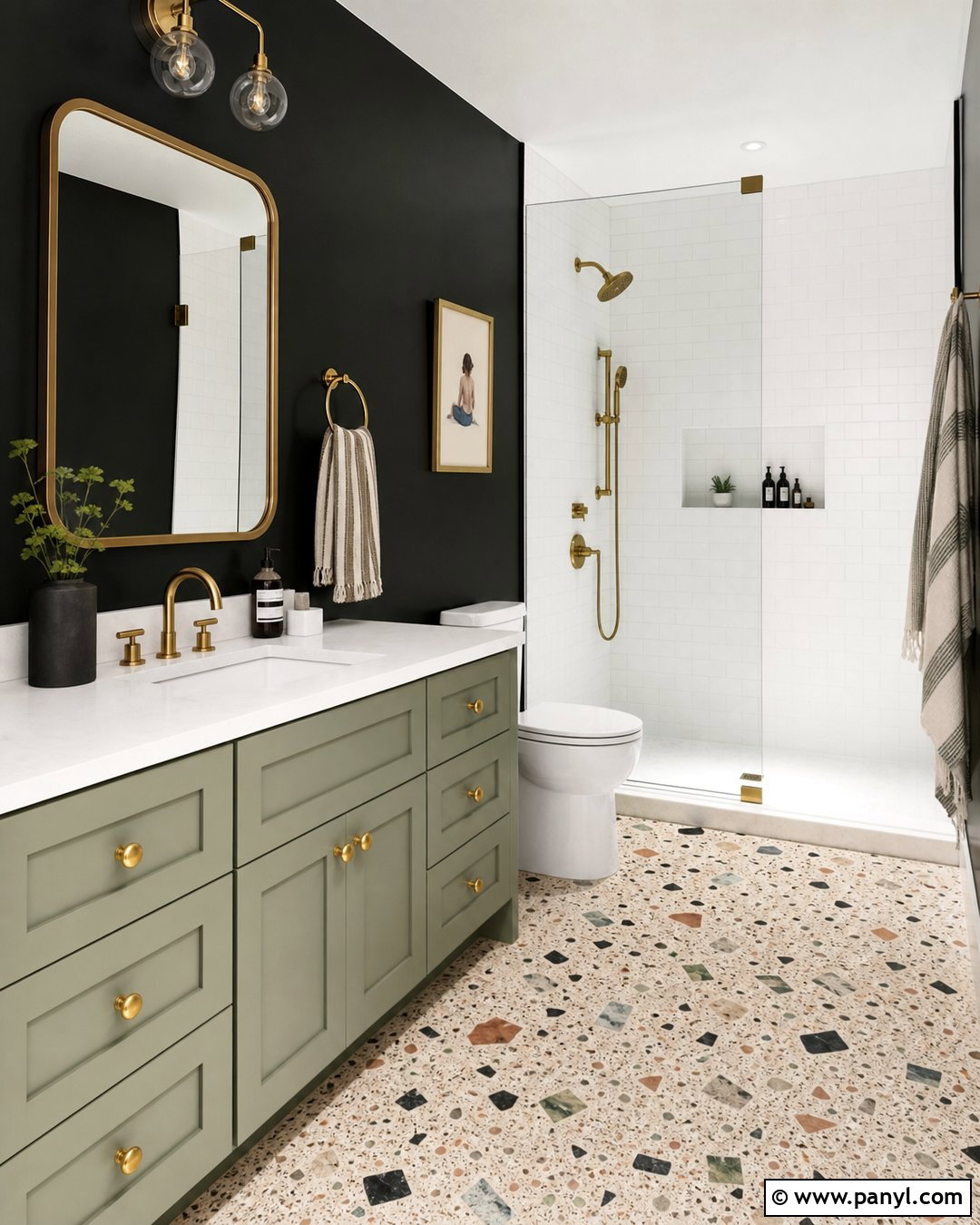 Black Bathroom Walls With Terrazzo Floor - 35 black bathroom walls