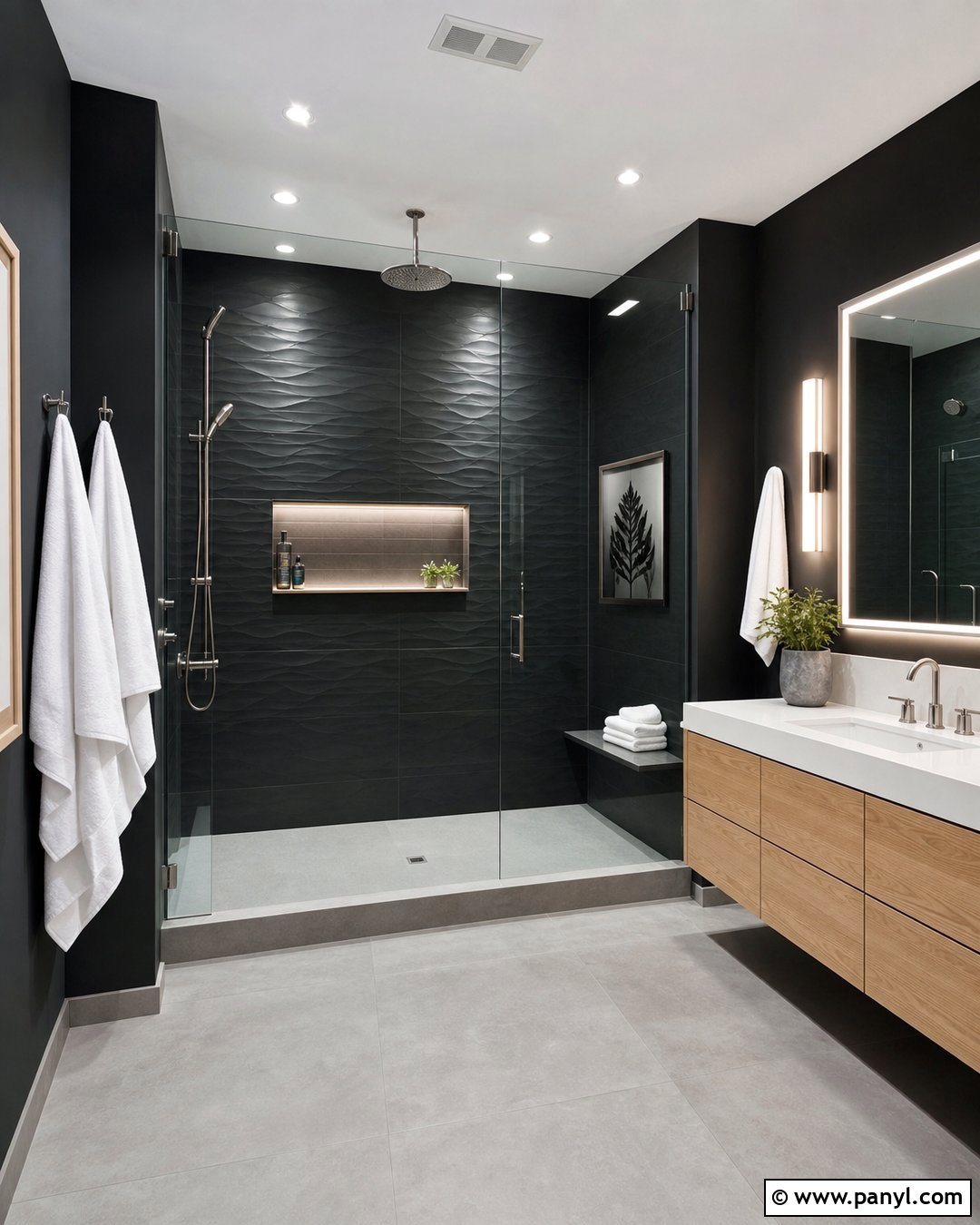 Black Bathroom Walls With Walk-In Shower - 30 black walls bathroom ideas