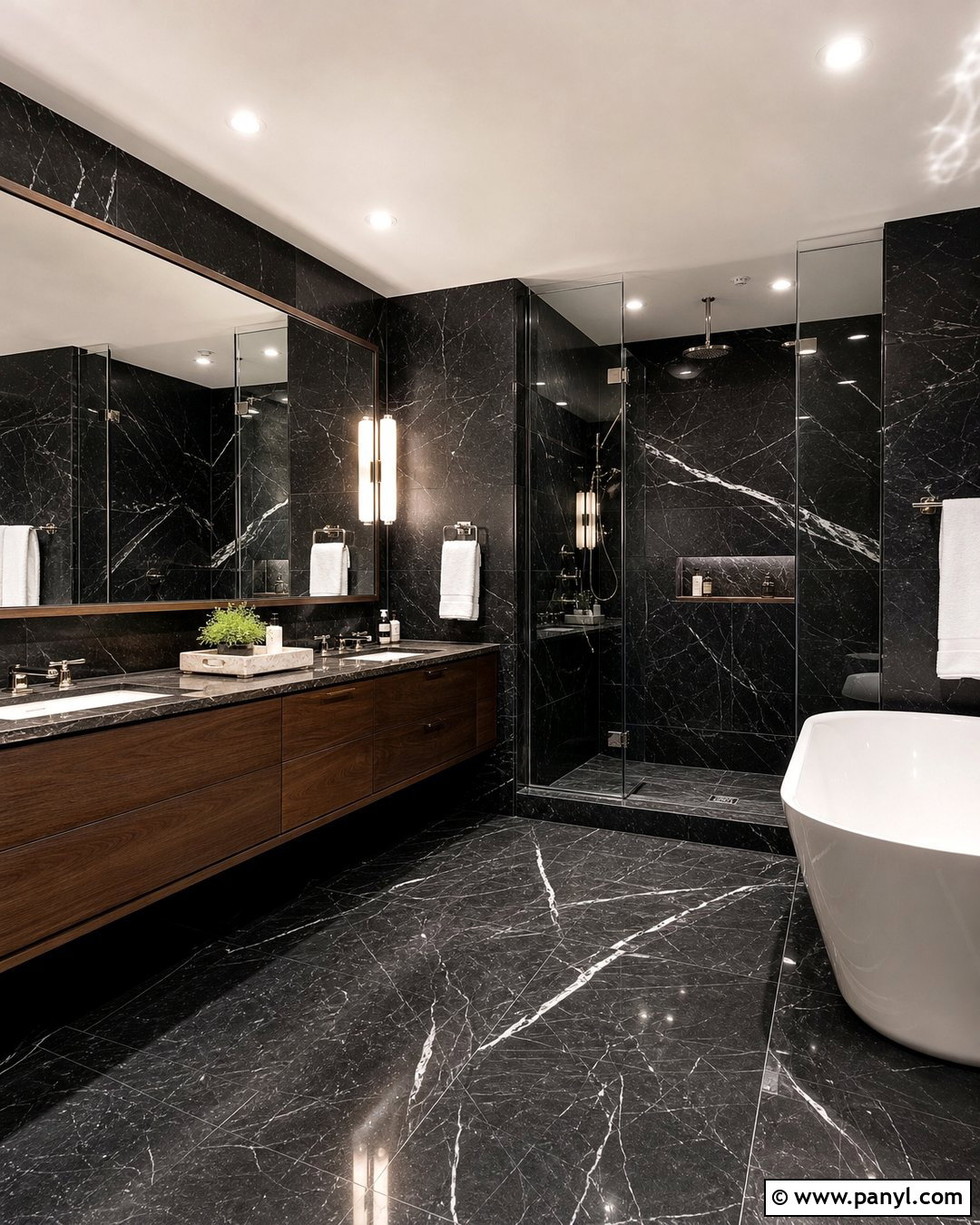 Black Bathroom Walls With White Marble - 30 black walls bathroom ideas