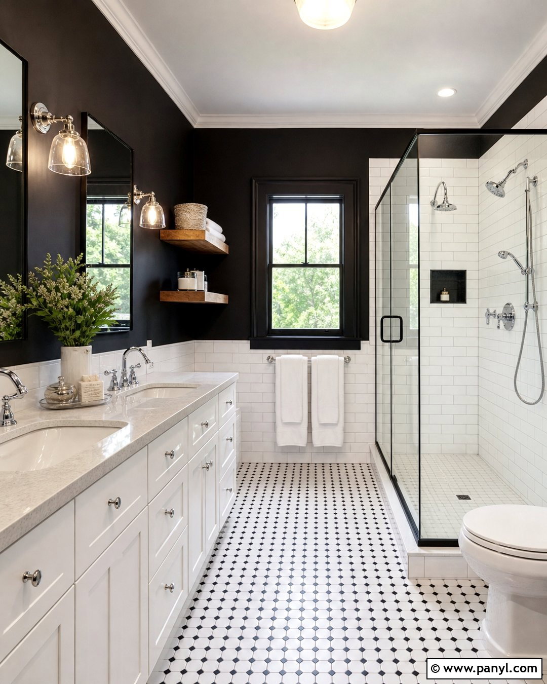 Black Bathroom Walls With White Subway Tile - 30 black walls bathroom ideas