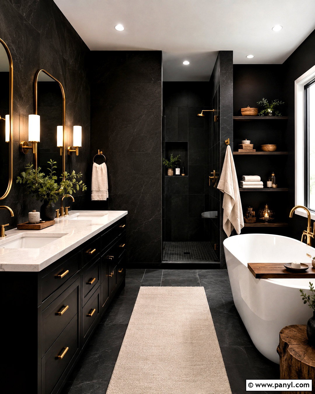 Black Bathroom With Brass Fixtures - 20 modern black bathroom ideas