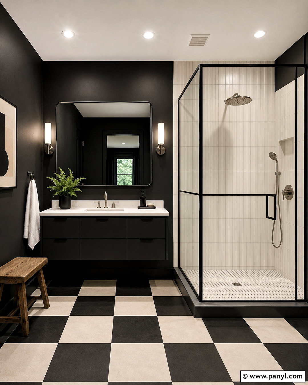 Black Bathroom With Checkerboard Floor - 20 modern black bathroom ideas