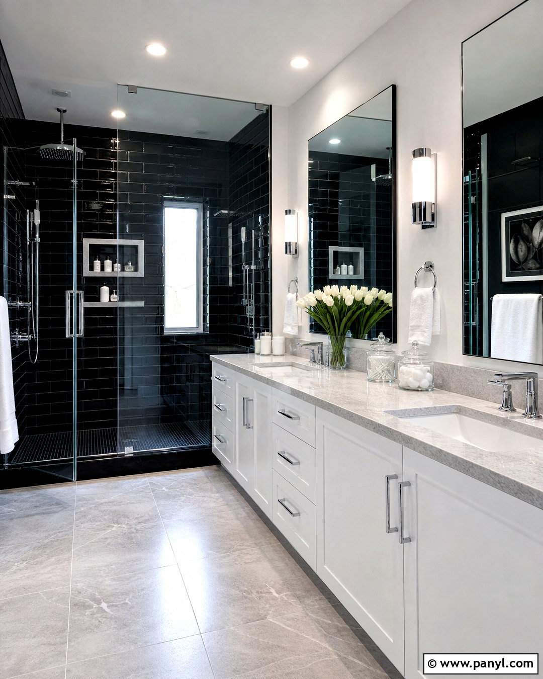 Black Bathroom With Chrome Fixtures - 20 black bathroom design ideas
