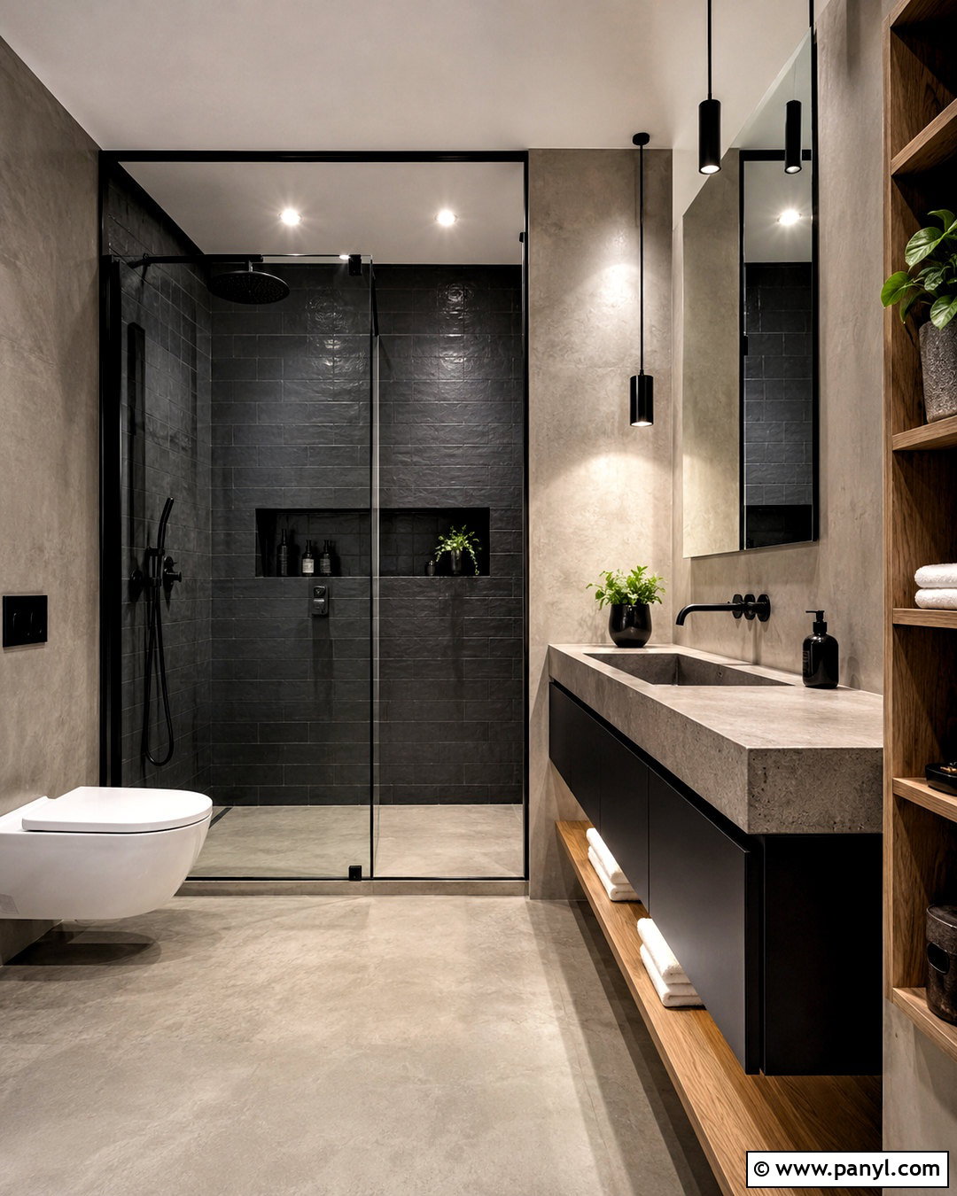 Black Bathroom With Concrete - 20 modern black bathroom ideas