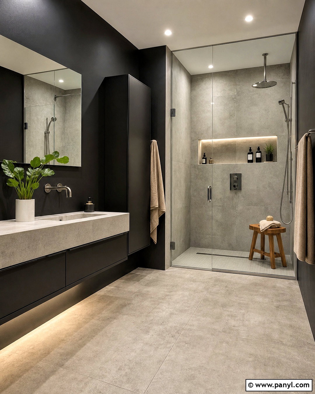 Black Bathroom With Concrete - 20 black bathroom design ideas