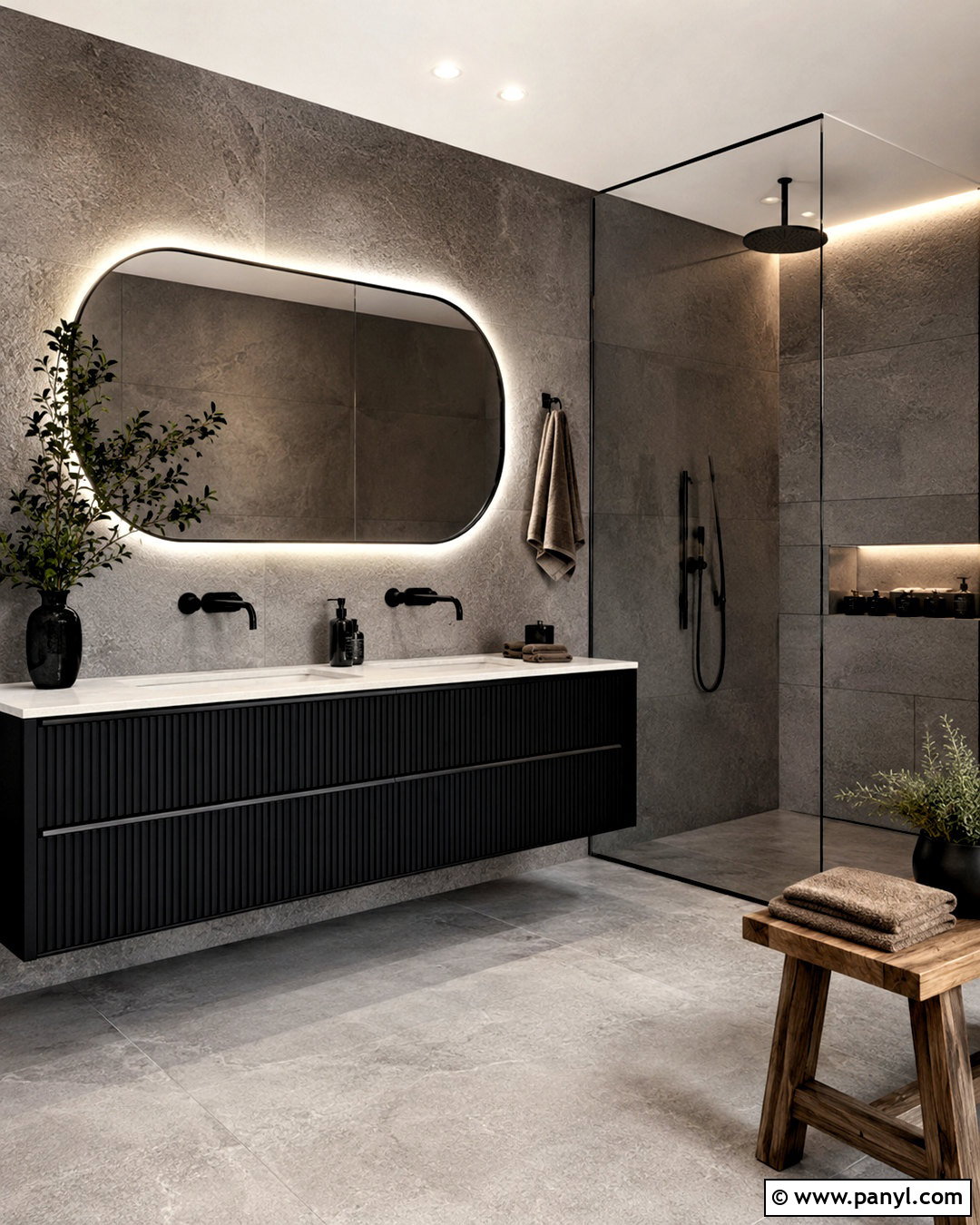 Black Bathroom With Fluted Vanity - 20 modern black bathroom ideas