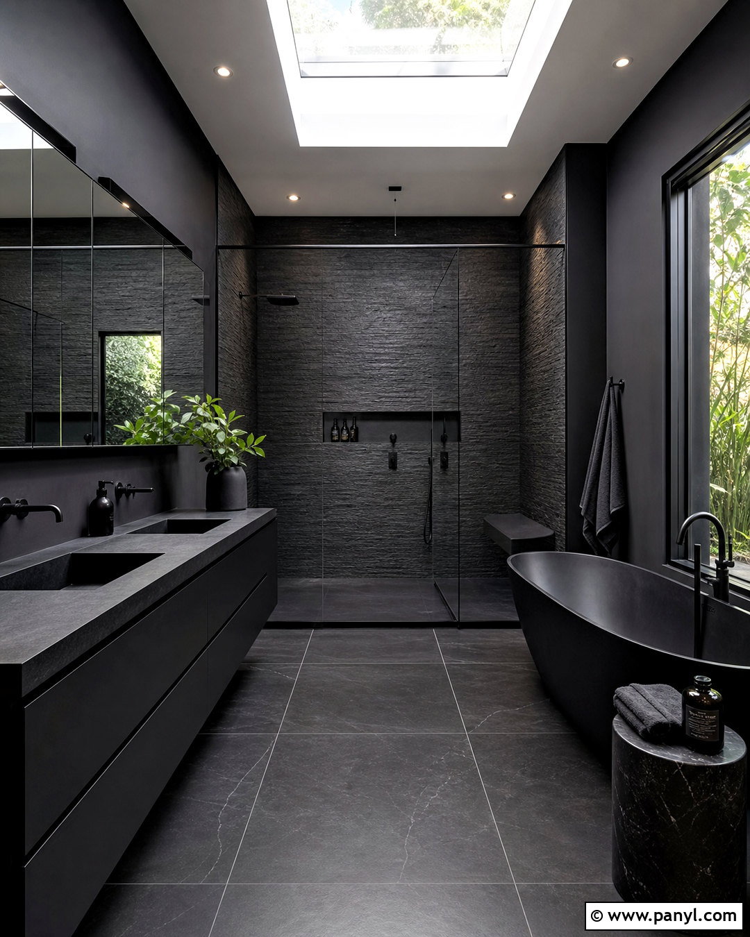 Black Bathroom With Skylight - 20 all black bathroom ideas