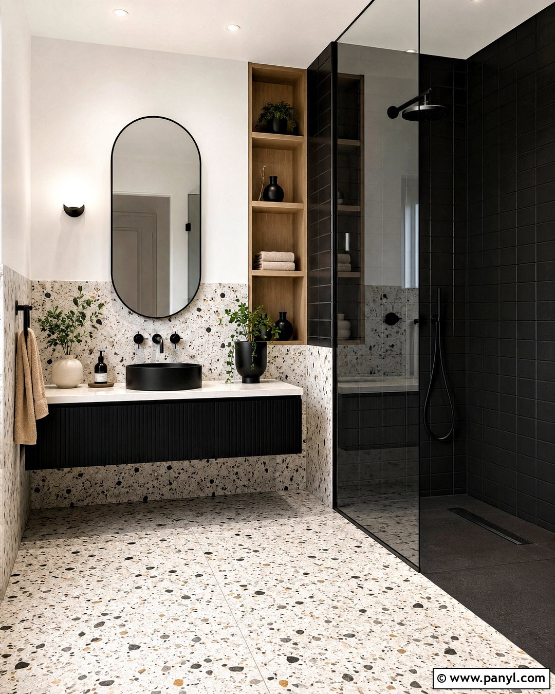 Black Bathroom With Terrazzo - 20 modern black bathroom ideas