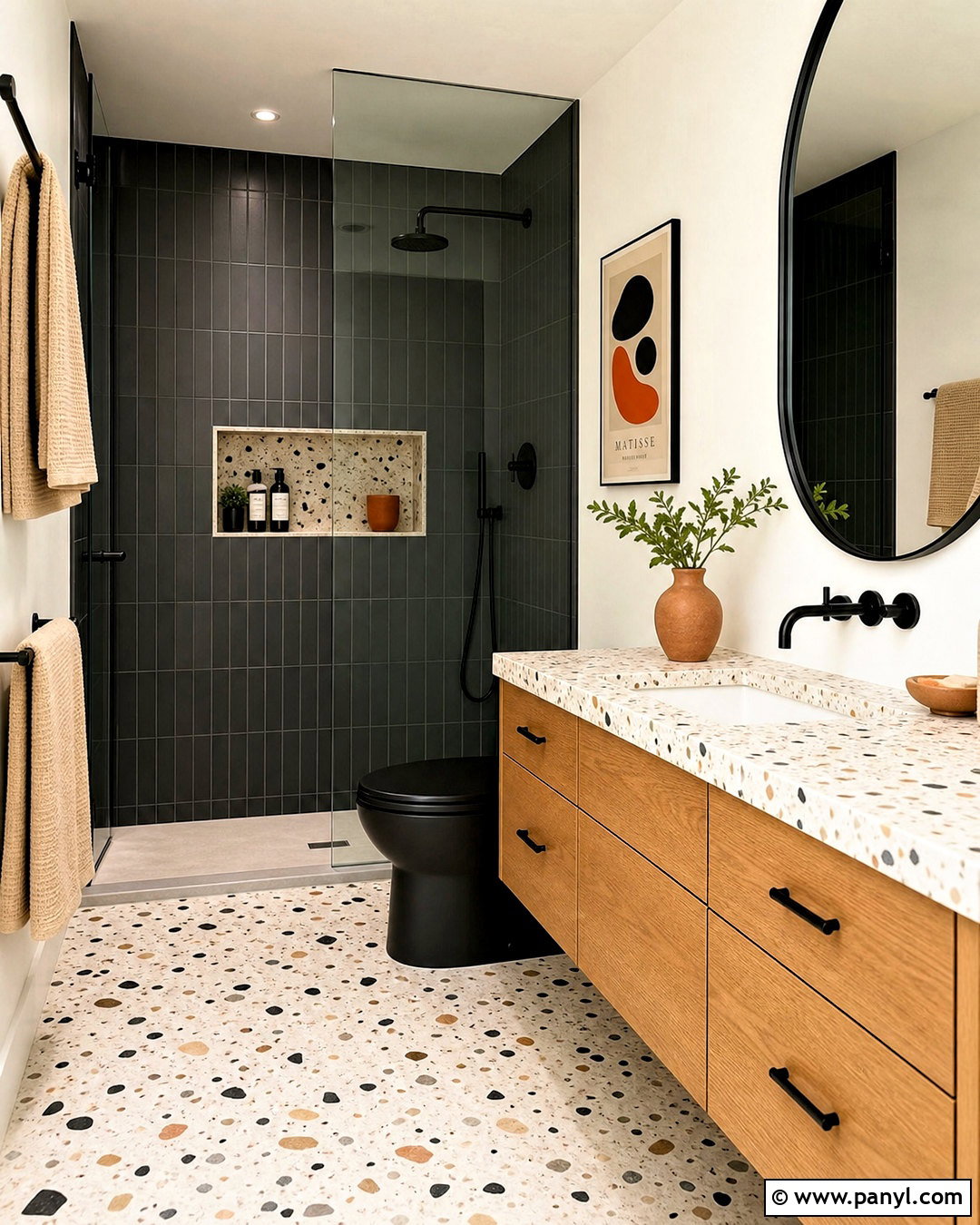 Black Bathroom With Terrazzo - 20 black bathroom design ideas