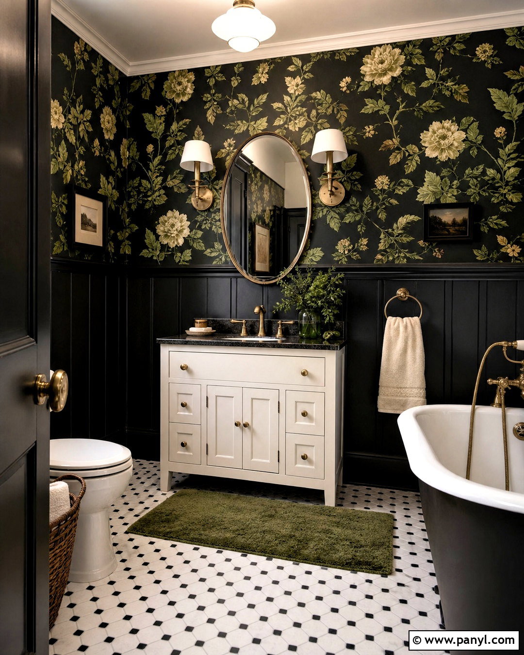 Black Bathroom With Wallpaper - 20 black bathroom design ideas