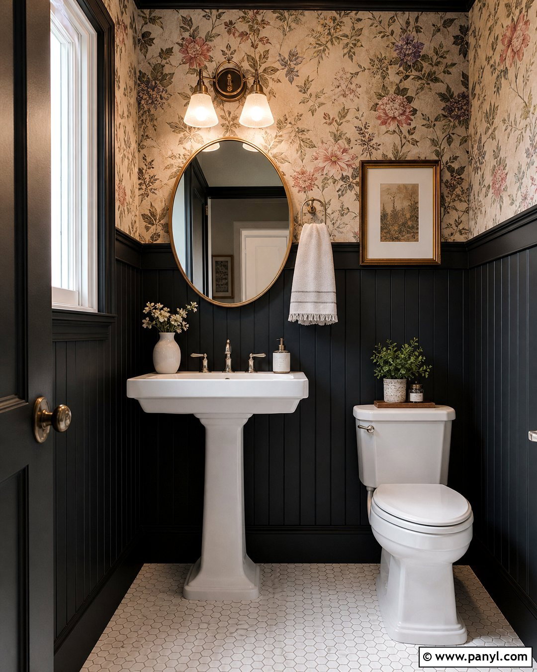 Black Beadboard Accent Wall Bathroom - 35 Black Accent Wall Bathroom Ideas