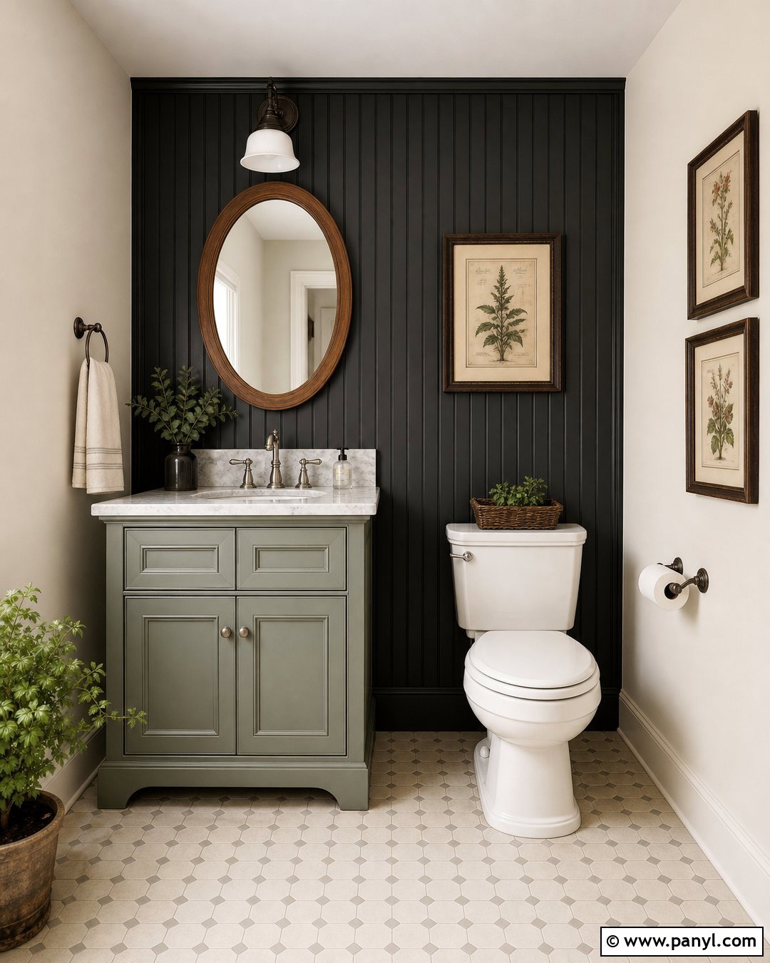 Black Beadboard Accent Wall - 20 Black Accent Wall Half Bathroom Ideas