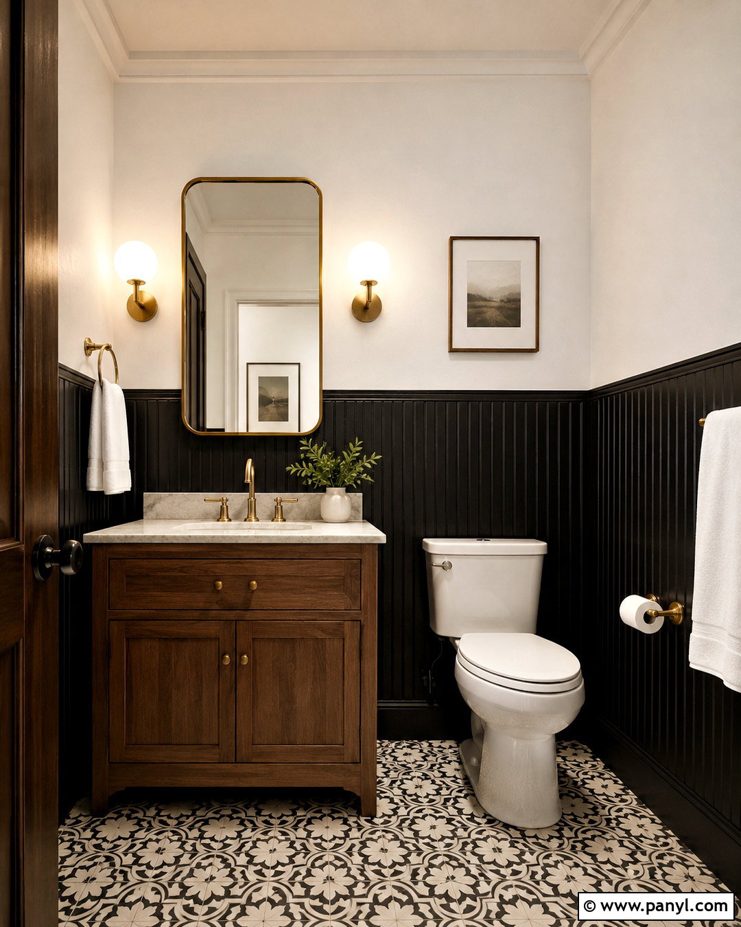 Black Beadboard Powder Room Wall - 20 black textured wall ideas