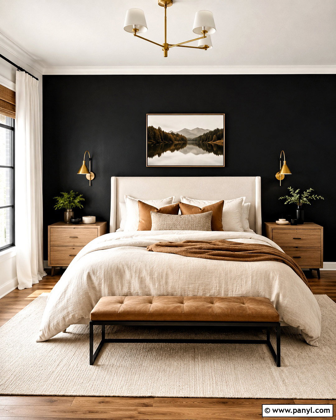 Black Bedroom Wall Behind Bed - 40 Black Painted Walls