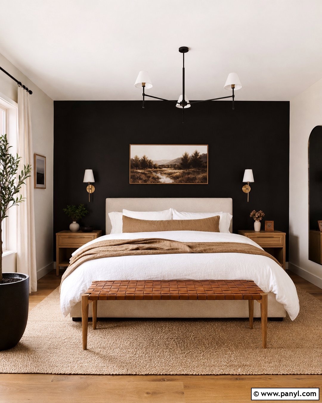 Black Bedroom Wall Behind Bed - 20 Painting One Wall Black Ideas