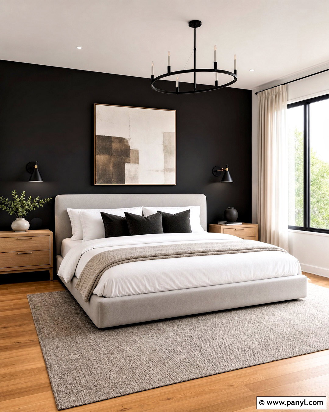 Black Bedroom With A Matte Accent Wall - 20 black interior bedroom ideas