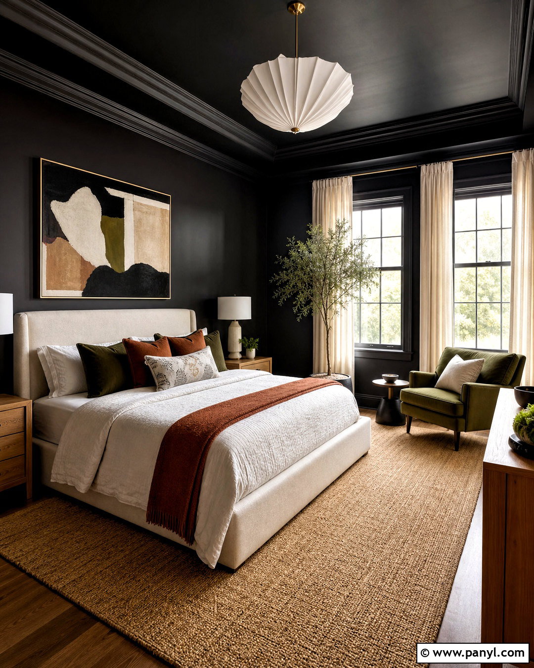 Black Bedroom With A Painted Ceiling - 20 black painted bedroom ideas
