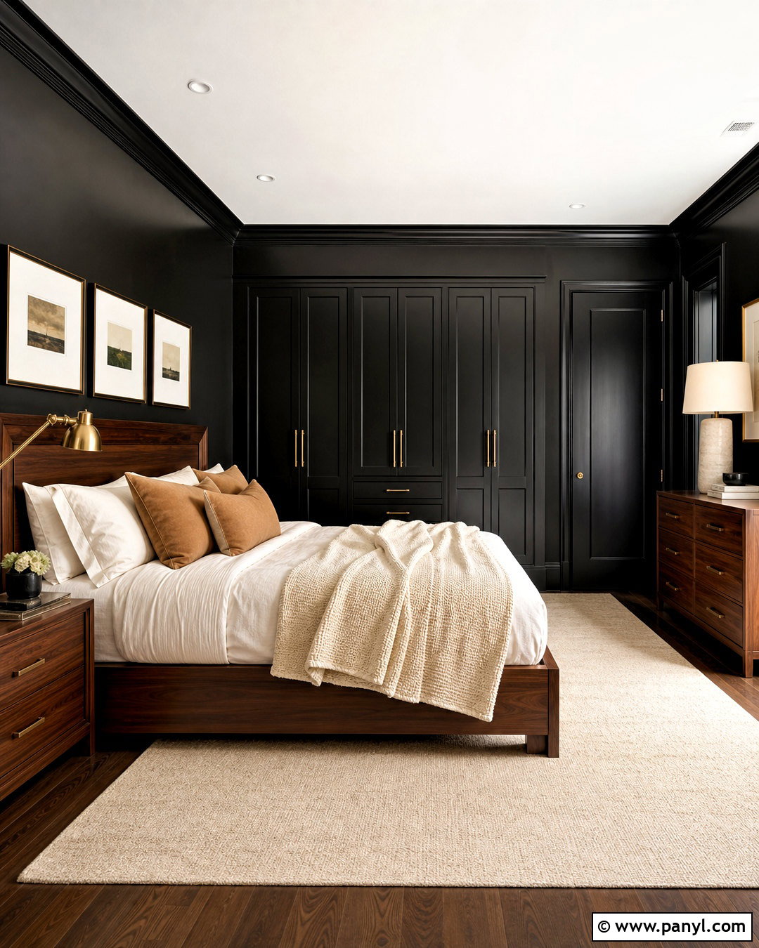 Black Bedroom With Color-Drenched Walls - 20 black interior bedroom ideas