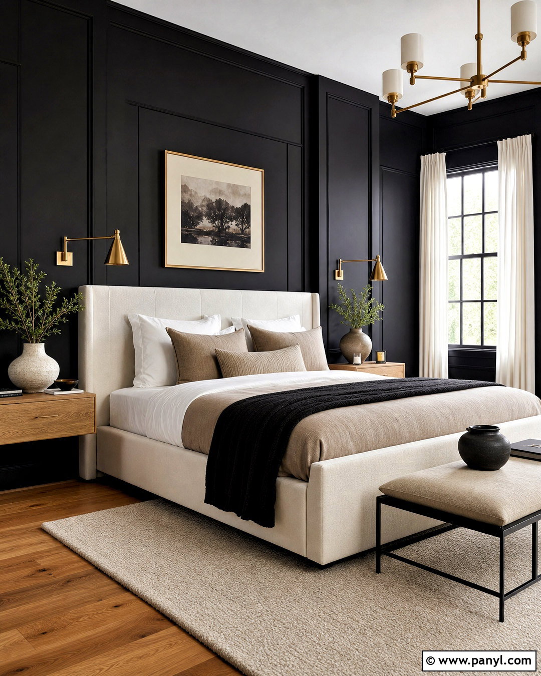 Black Bedroom With Wall Paneling - 20 black interior bedroom ideas