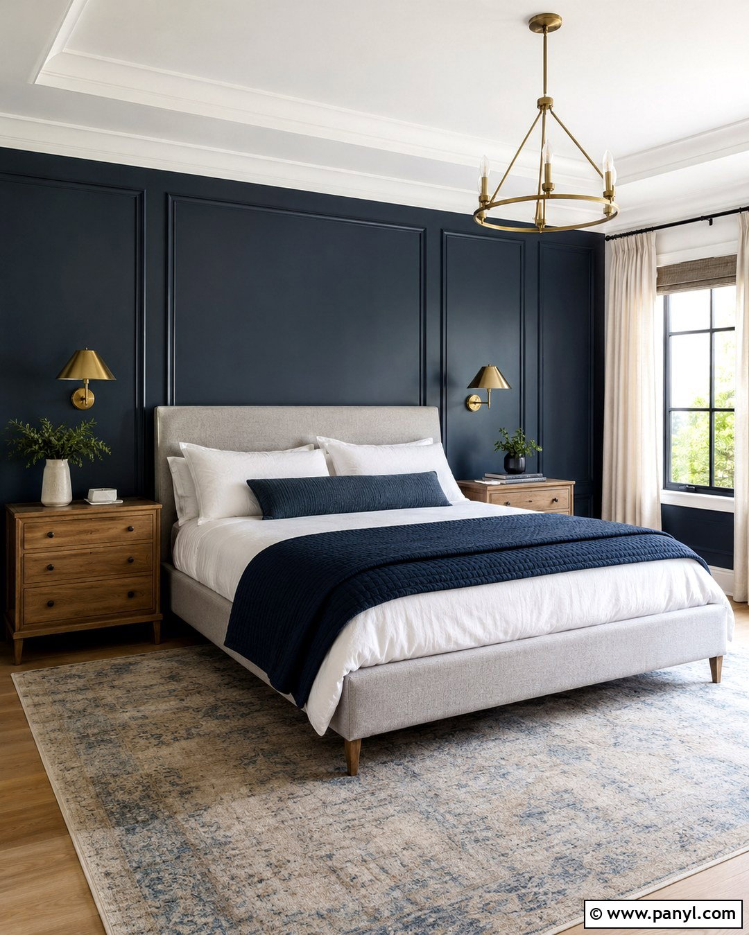 Black Blue Bedroom Panel Wall - 20 Black Blue Wall Ideas
