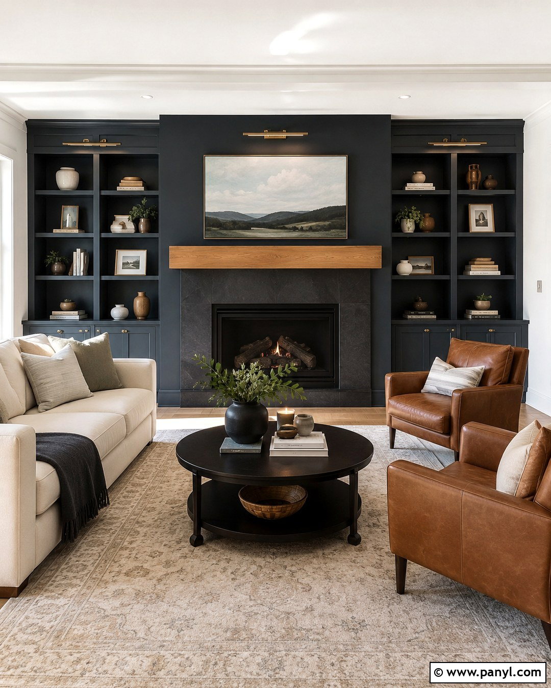 Black Blue Fireplace Wall - 20 Black Blue Wall Ideas