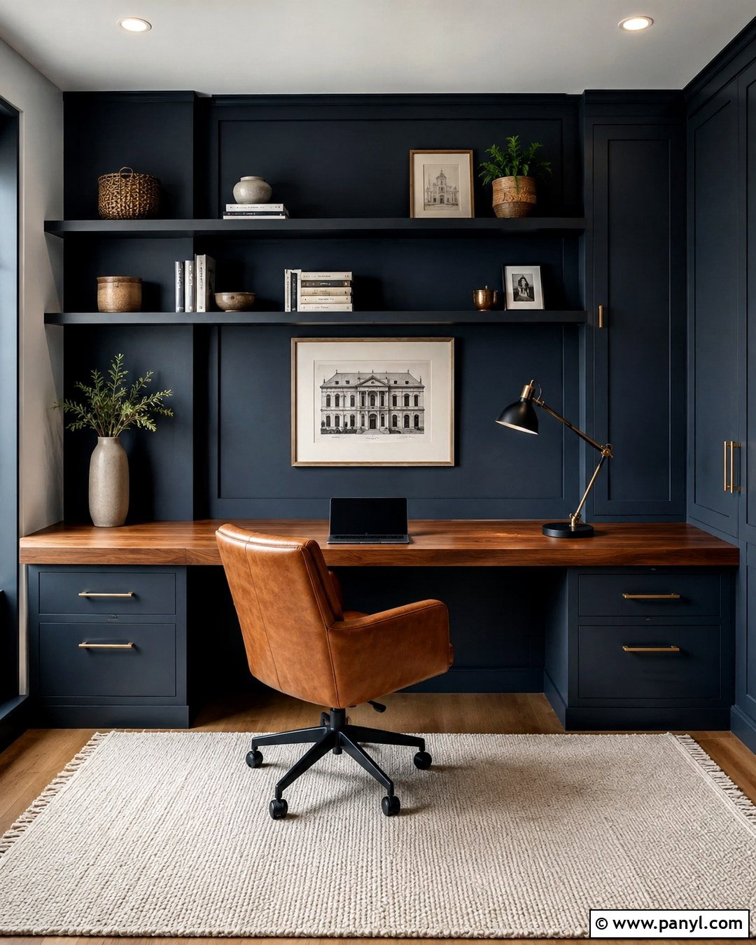 Black Blue Home Office Wall - 20 Black Blue Wall Ideas