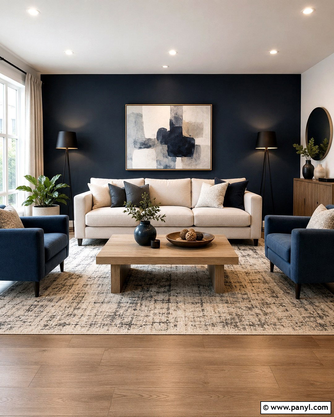 Black Blue Living Room Accent Wall - 20 Black Blue Wall Ideas