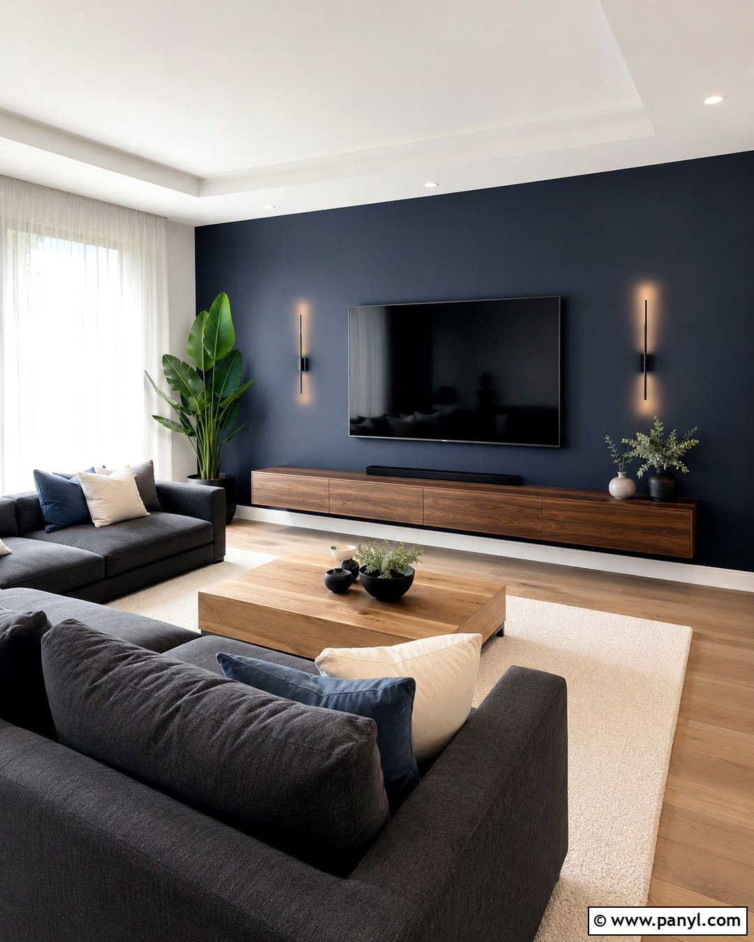 Black Blue TV Wall - 20 Black Blue Wall Ideas