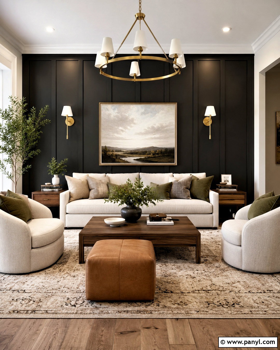 Black Board And Batten Accent Wall - 20 black accent wall living room ideas