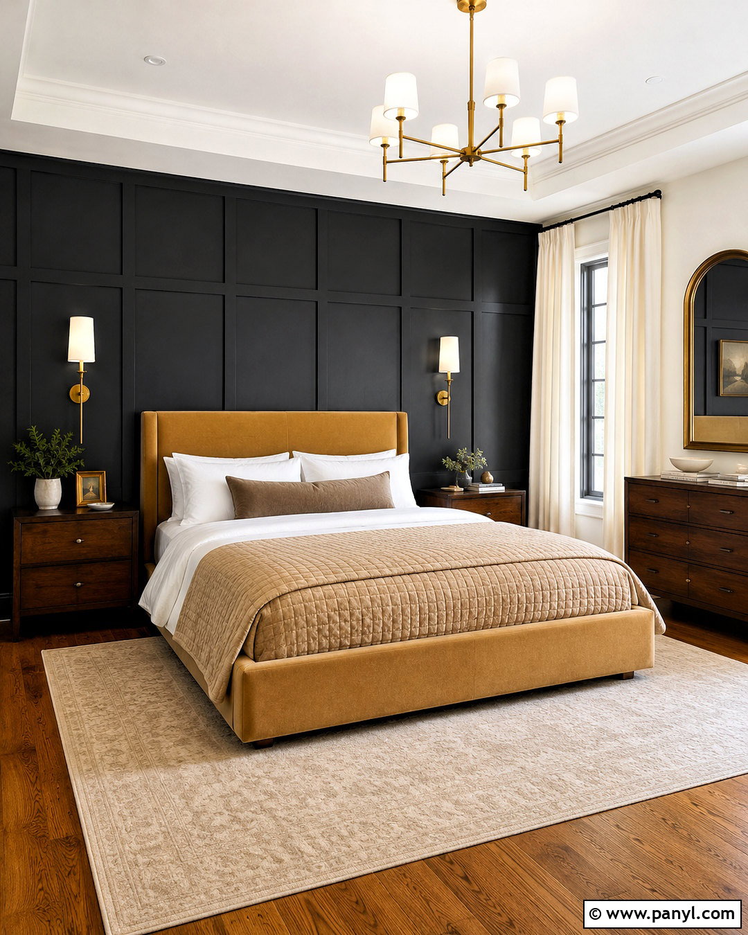 Black Board And Batten Bedroom - 20 black wall in bedroom ideas
