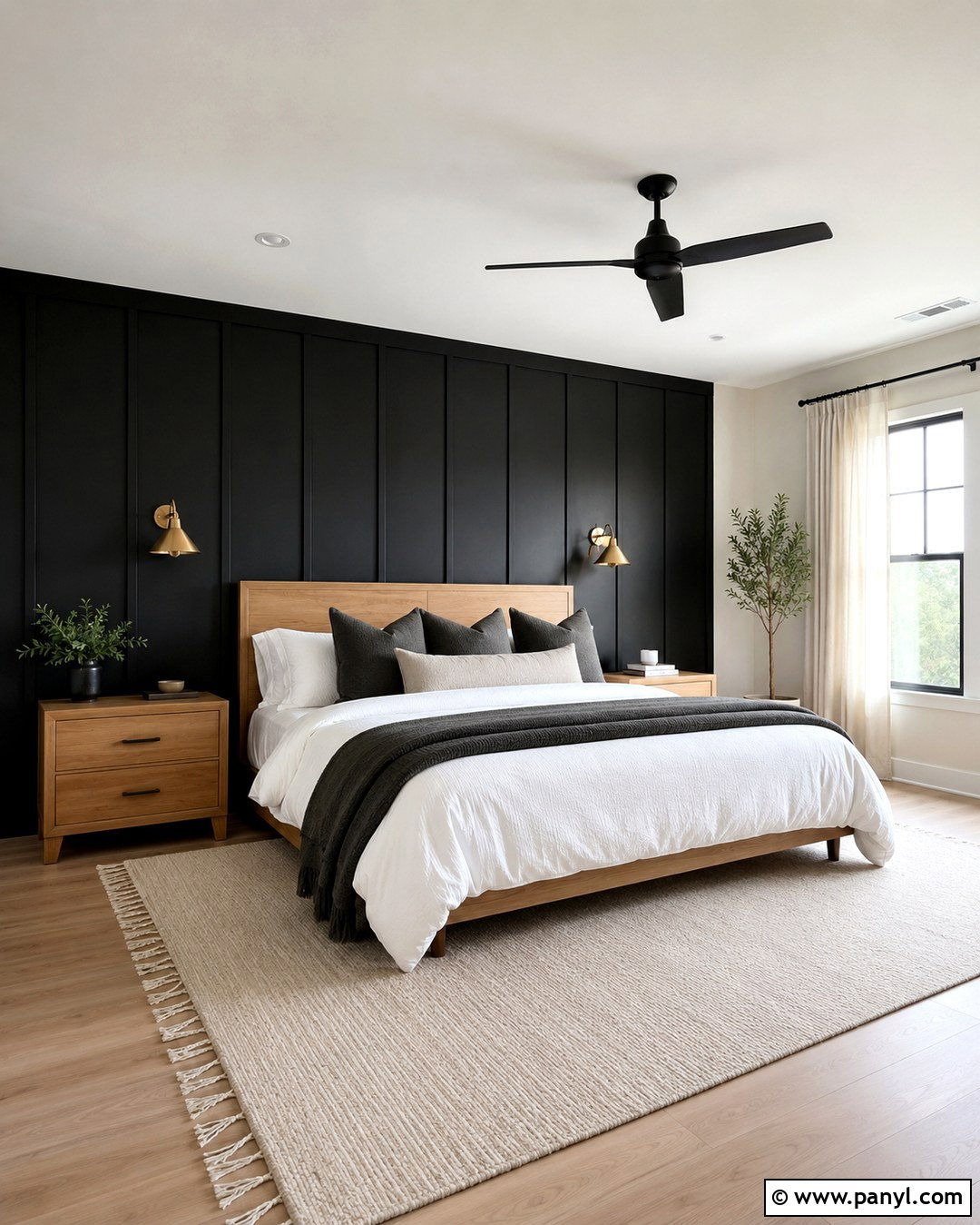 Black Board And Batten Bedroom Accent Wall - 20 White And Black Accent Wall Ideas