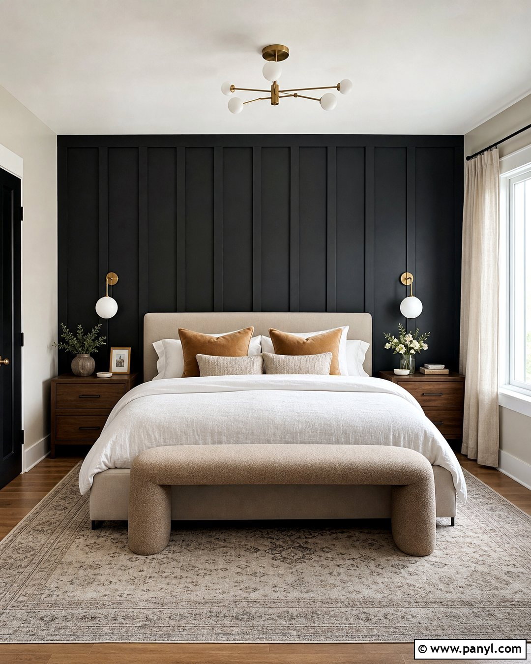 Black Board And Batten Bedroom Wall - 35 black feature wall bedroom ideas