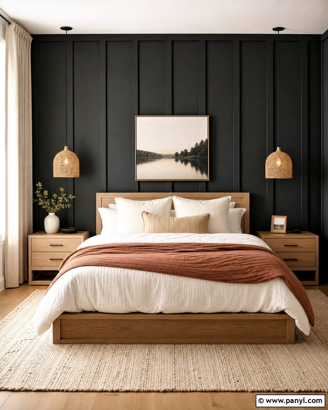Black Board And Batten Bedroom Wall - 20 black interior walls