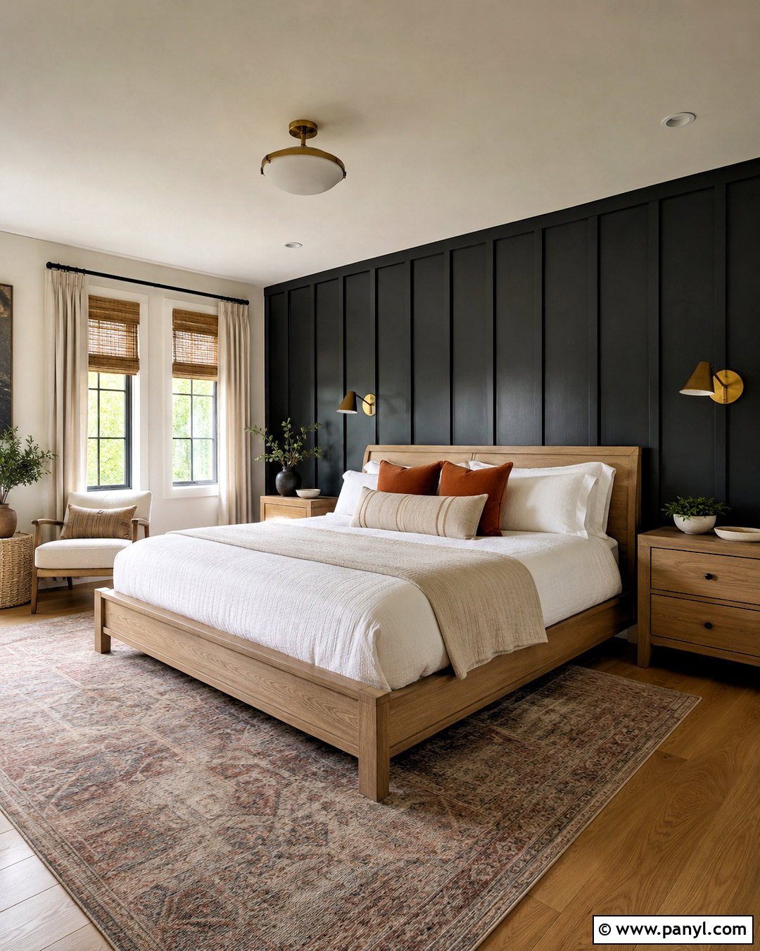 Black Board And Batten Bedroom Wall - 20 black wood accent wall ideas