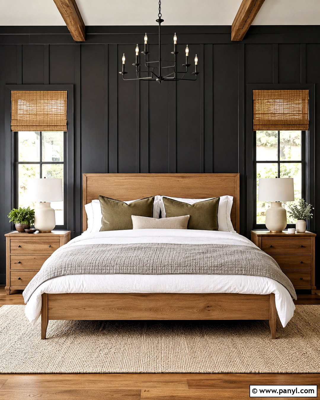 Black Board And Batten Bedroom Wall - 20 black wood wall ideas