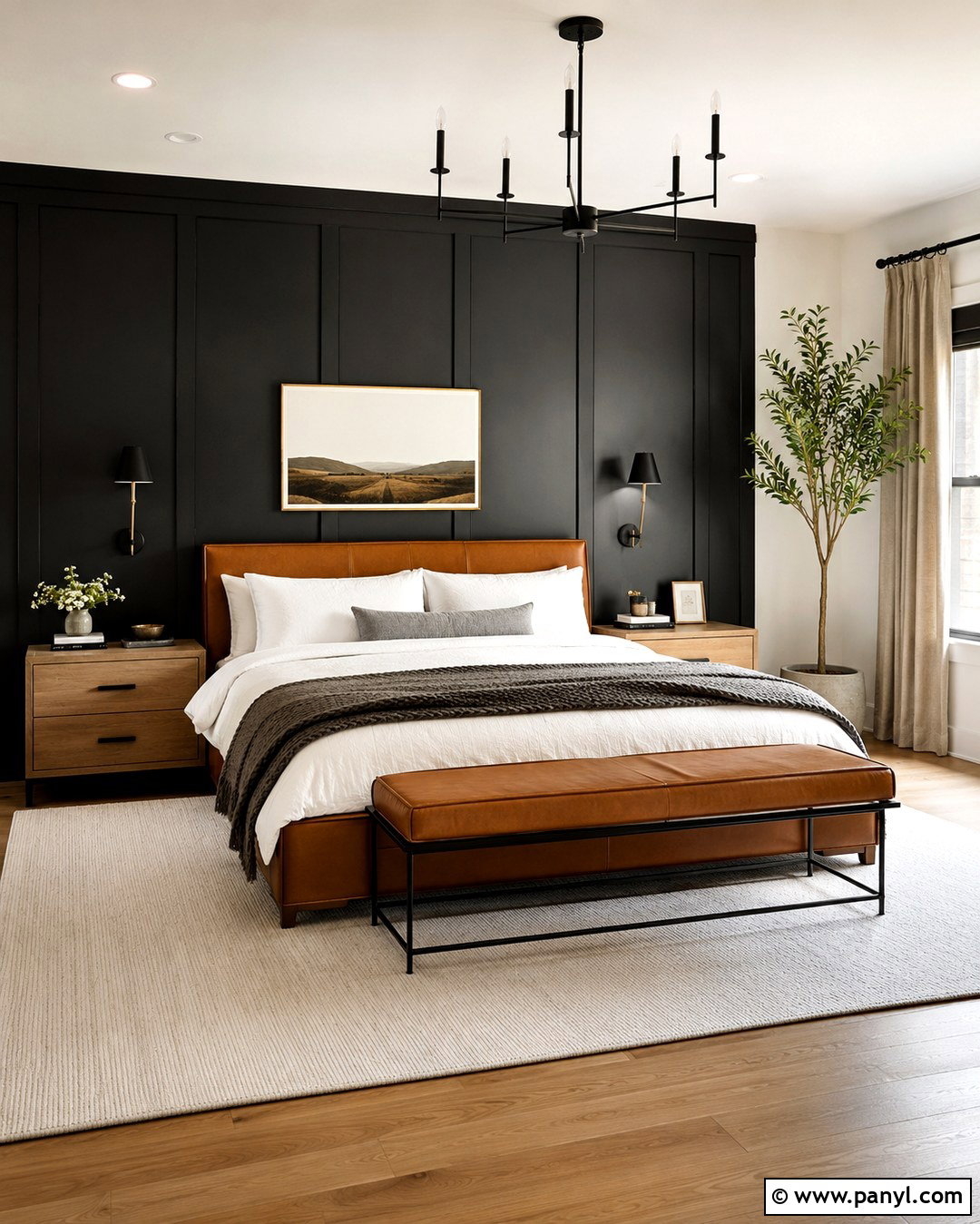Black Board And Batten Bedroom Wall - 20 Dark Wall Master Room Ideas