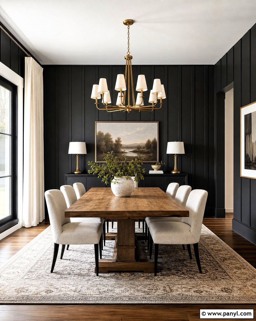 Black Board And Batten Dining Room - 20 black accent wall dining room ideas