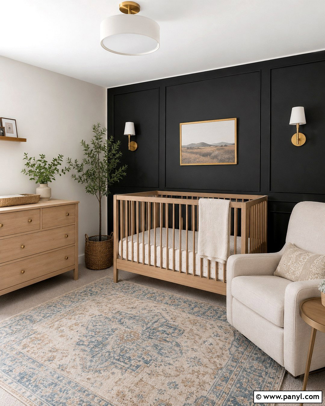 Black Board And Batten Nursery Wall - 20 Black Nursery Wall Ideas