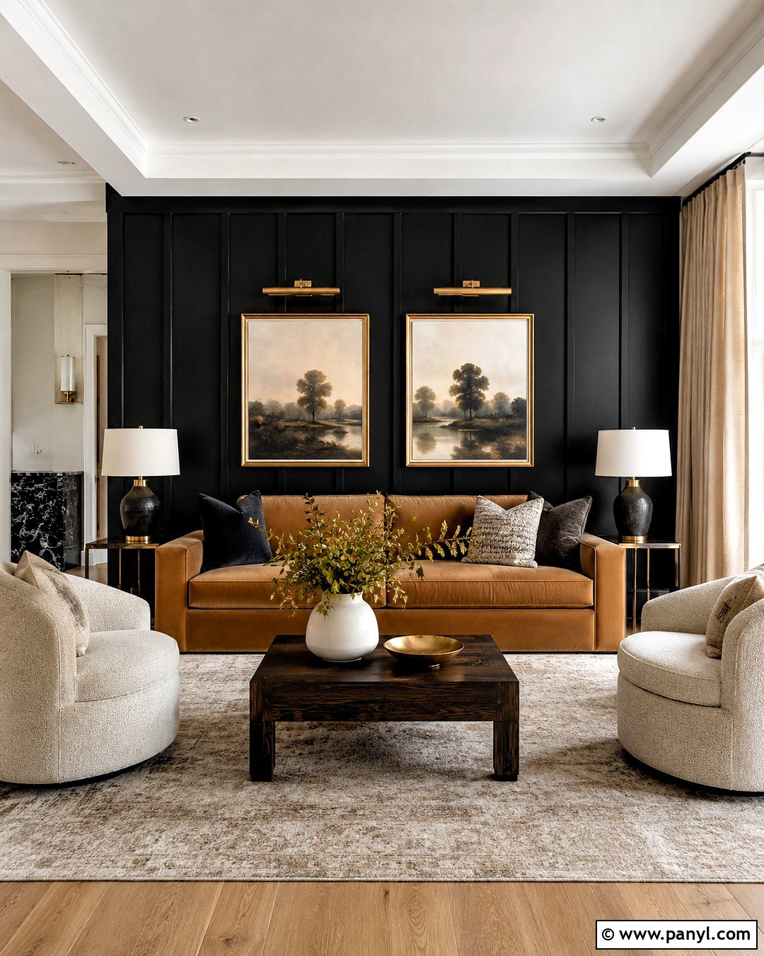 Black Board And Batten Wall - 20 black living room wall ideas