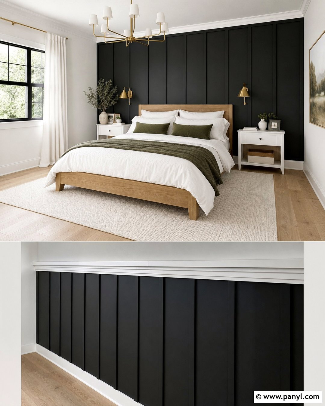 Black Board And Batten Wall With White Trim - 20 Black Wall With White Trim Ideas