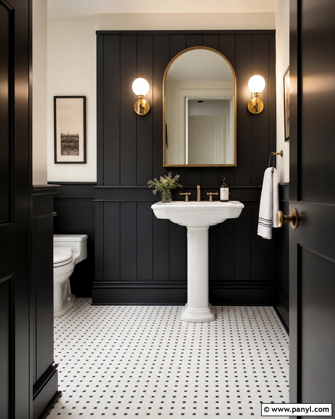 Black Board And Batten Wall - 20 Black Accent Wall Half Bathroom Ideas