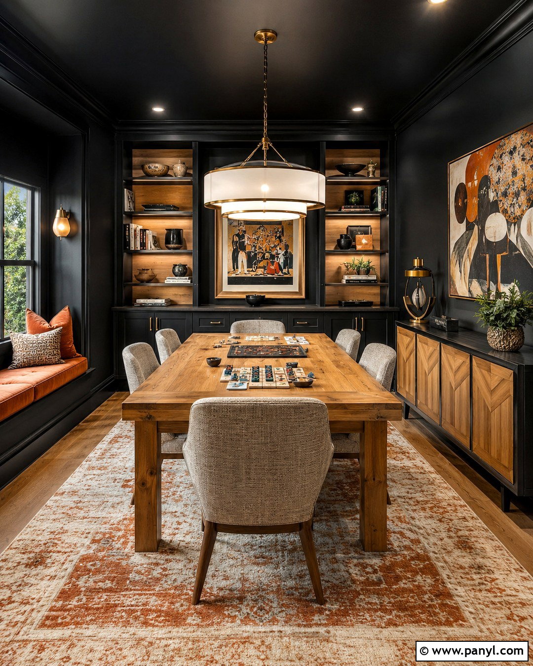 Black Board Game Room - 20 Black Wall Black Ceiling Ideas