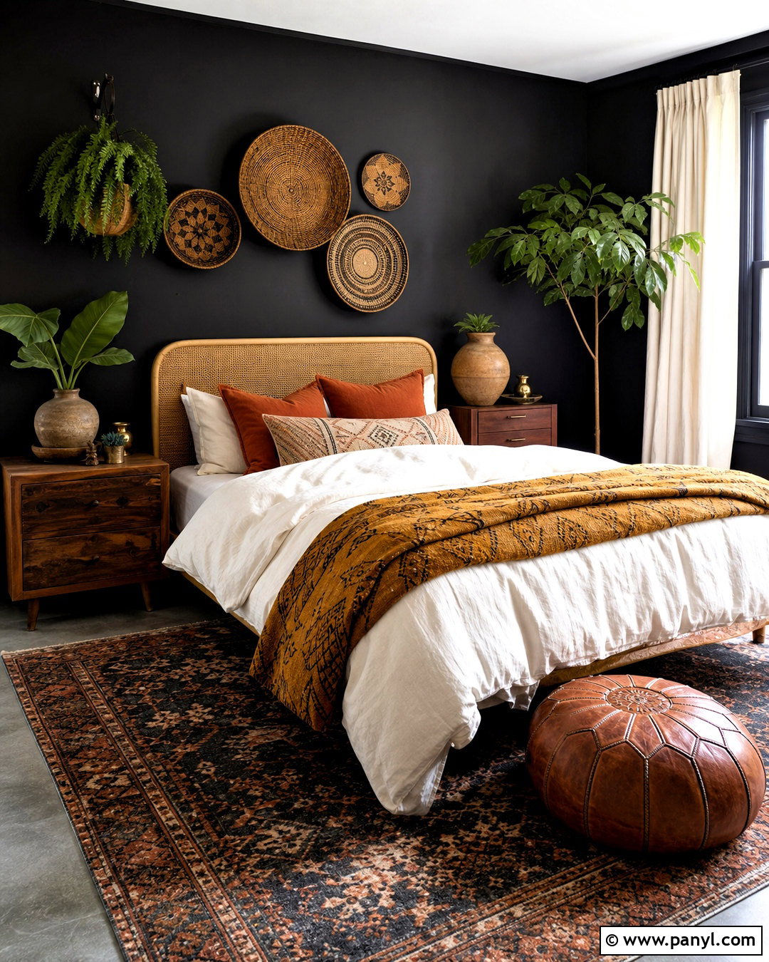 Black Boho Bedroom - 20 black painted bedroom ideas