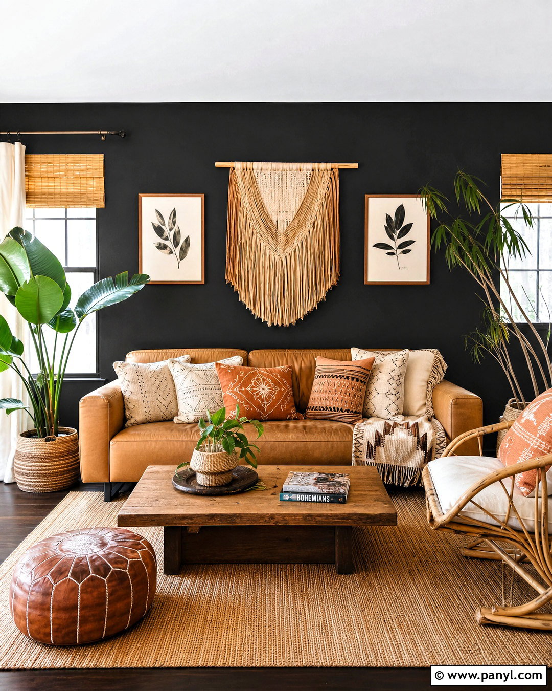 Black Boho Living Room Wall - 20 black feature wall living room ideas