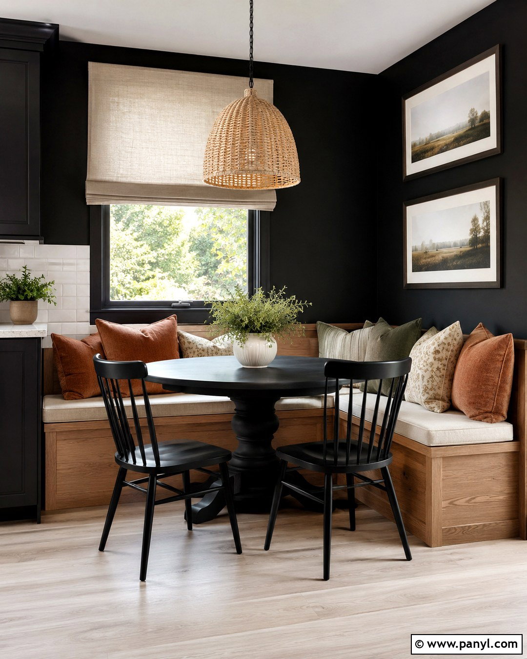 Black Breakfast Nook - 20 Black Wall Paint Color Ideas