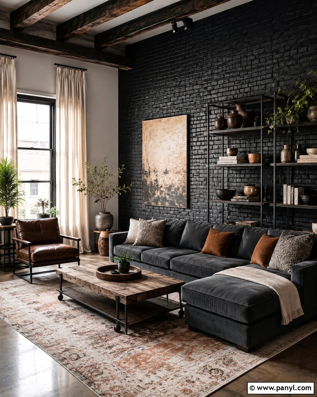 Black Brick Accent Wall - 20 Black Accent Wall Apartment Ideas