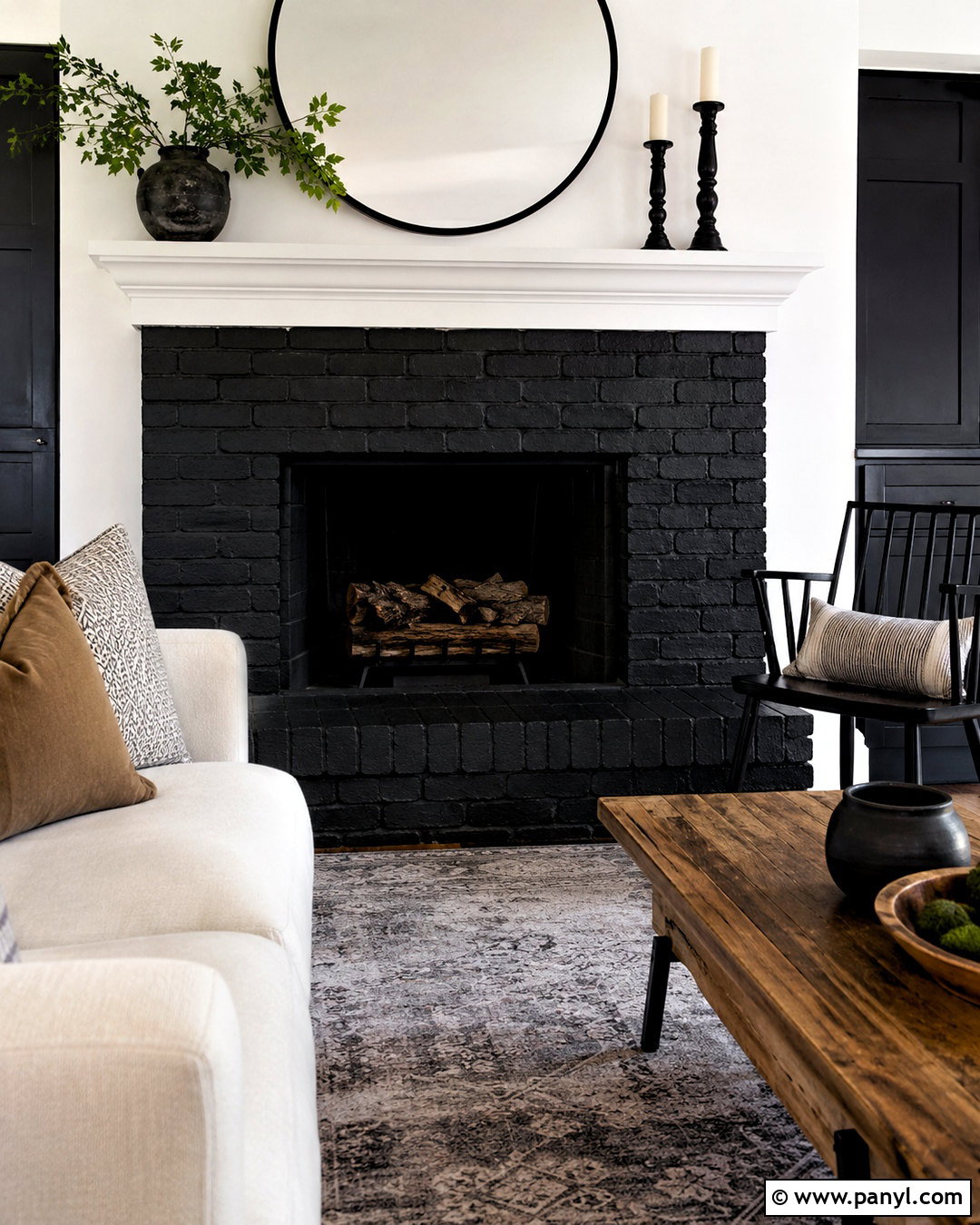 Black Brick And White Mantel Fireplace - 20 black and white fireplace ideas