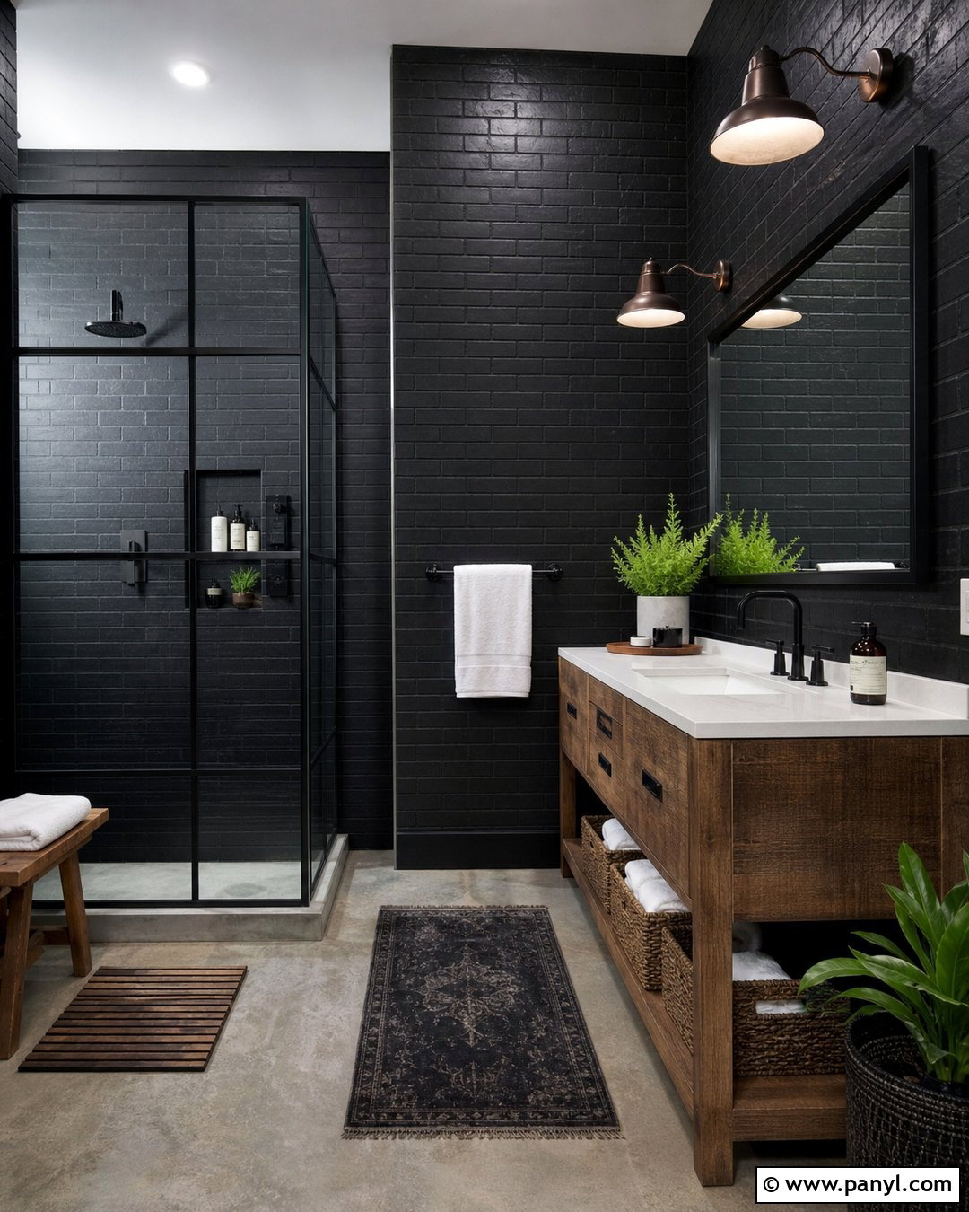 Black Brick Bathroom Walls - 35 black bathroom walls