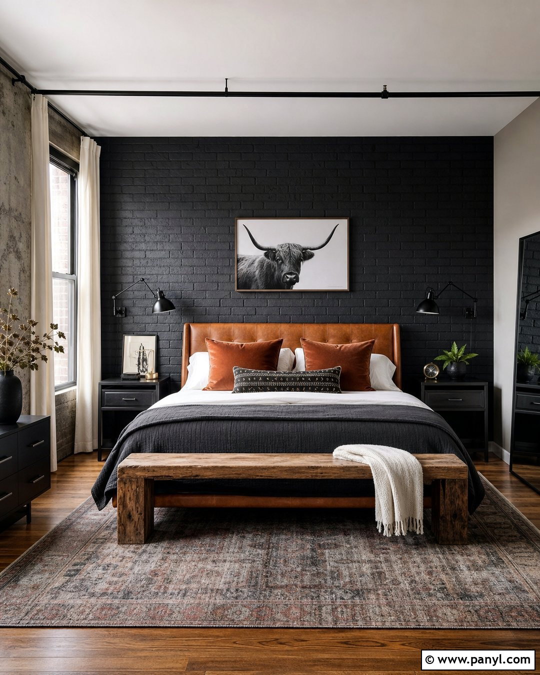 Black Brick Feature Wall Bedroom - 35 black feature wall bedroom ideas